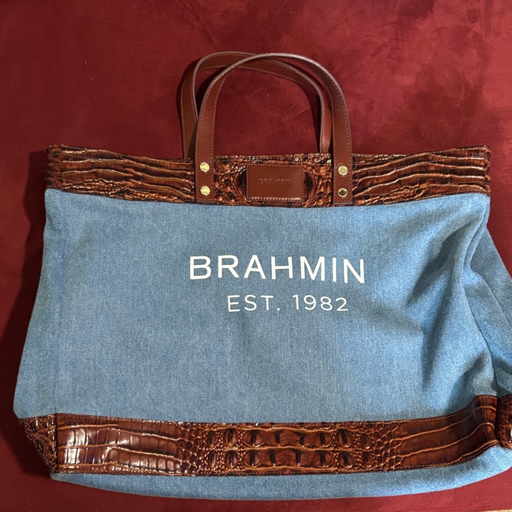 Brahmin Blue and Brown Tote